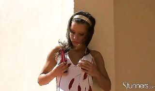 slim blonde chick fucks