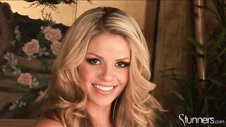 sweet blonde babe plays