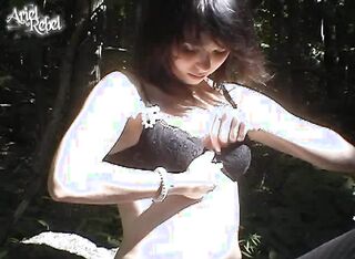 beautiful babe plays with