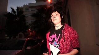 cute dark-haired teen gives
