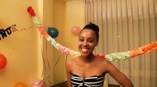stunning ebony teen celebrates