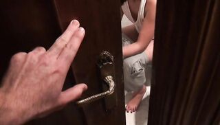 sexy brunette gets spied